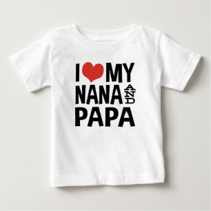 Camiseta Para Bebê Eu amo minhas Nana e papá