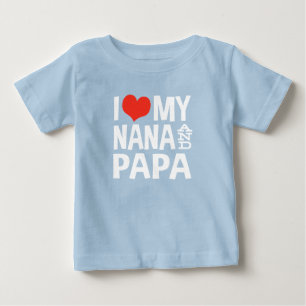 Camiseta Para Bebê Eu amo minhas Nana e papá