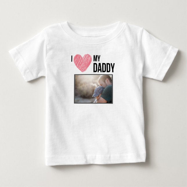 CAMISETA PARA BEBÊ EU AMO MINHAS ROUPAS DE BEBÊ PAI FOTO PERSONALIZAD (Frente)