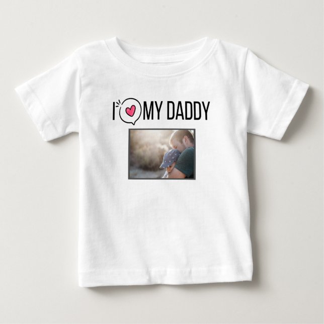 CAMISETA PARA BEBÊ EU AMO MINHAS ROUPAS DE BEBÊ PAI FOTO PERSONALIZAD (Frente)