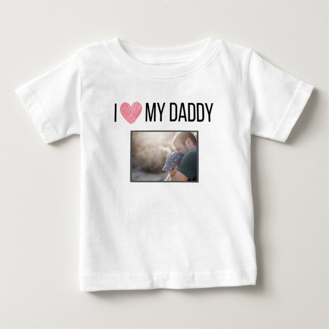 CAMISETA PARA BEBÊ EU AMO MINHAS ROUPAS DE BEBÊ PAI FOTO PERSONALIZAD (Frente)
