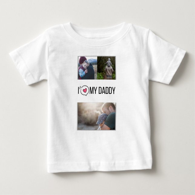 CAMISETA PARA BEBÊ EU AMO MINHAS ROUPAS DE BEBÊ PAI FOTO PERSONALIZAD (Frente)