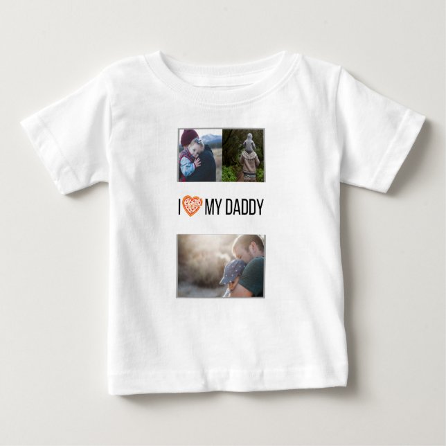 CAMISETA PARA BEBÊ EU AMO MINHAS ROUPAS DE BEBÊ PAI FOTO PERSONALIZAD (Frente)