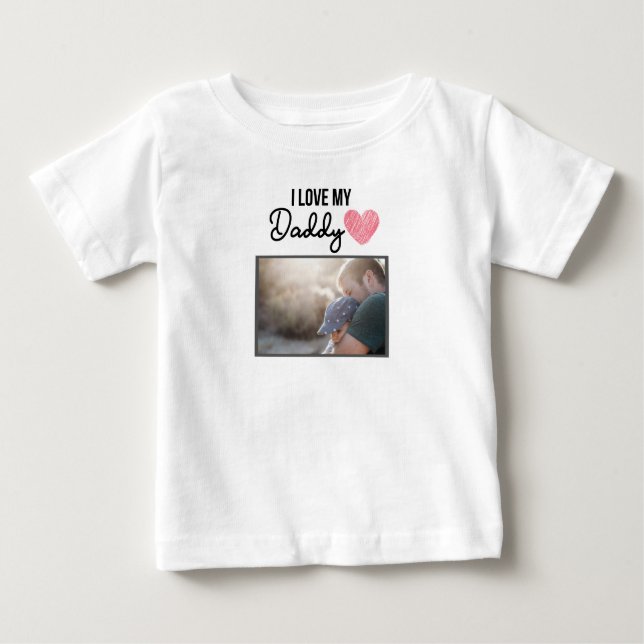CAMISETA PARA BEBÊ EU AMO MINHAS ROUPAS DE BEBÊ PAI FOTO PERSONALIZAD (Frente)