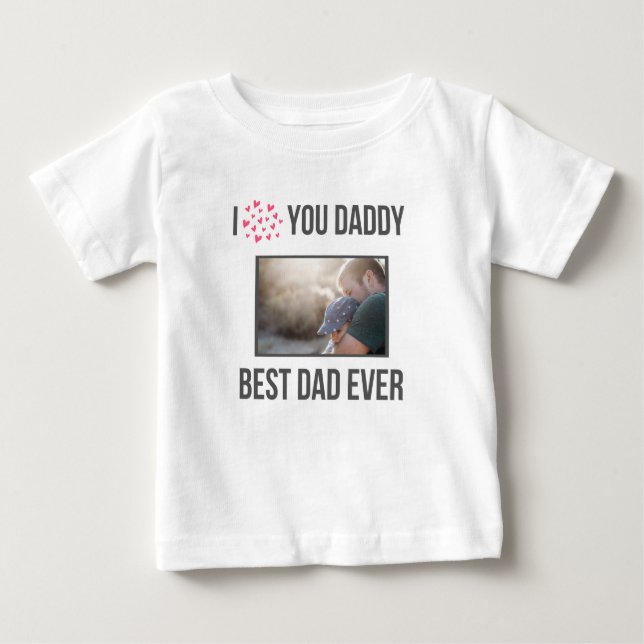 CAMISETA PARA BEBÊ EU AMO MINHAS ROUPAS DE BEBÊ PAI FOTO PERSONALIZAD (Frente)