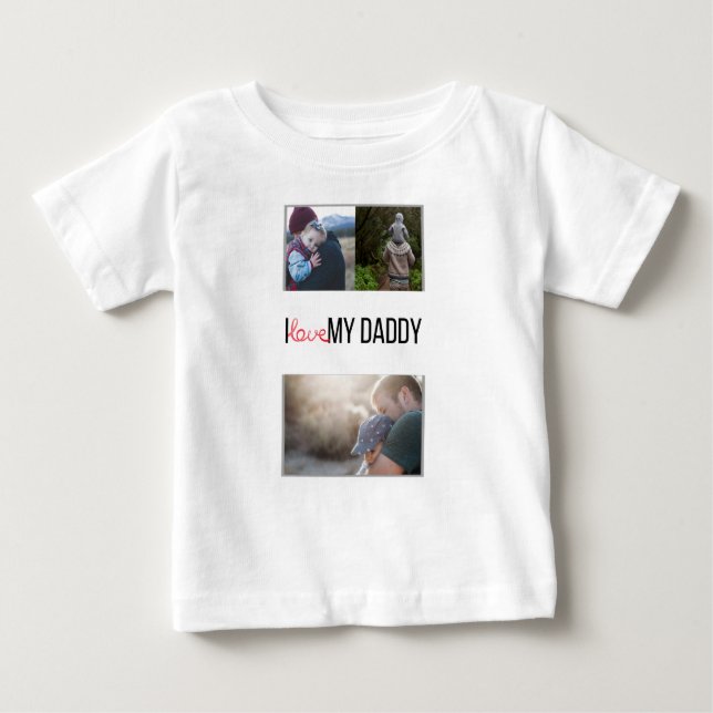 CAMISETA PARA BEBÊ EU AMO MINHAS ROUPAS DE BEBÊ PAI FOTO PERSONALIZAD (Frente)