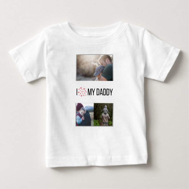 CAMISETA PARA BEBÊ EU AMO MINHAS ROUPAS DE BEBÊ PAI FOTO PERSONALIZAD (Frente)