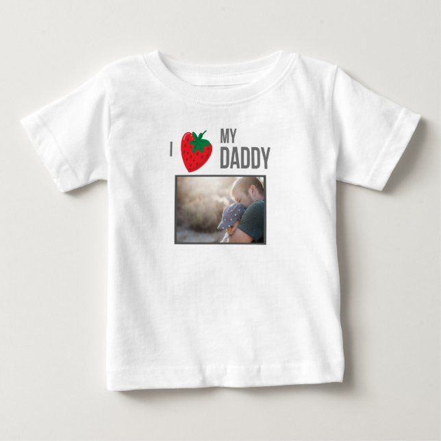 CAMISETA PARA BEBÊ EU AMO MINHAS ROUPAS DE BEBÊ PAI FOTO PERSONALIZAD (Frente)