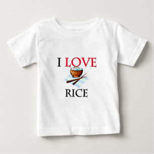 Camiseta Para Bebê Eu amo o arroz