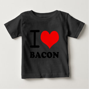 Camiseta Para Bebê Eu amo o bacon