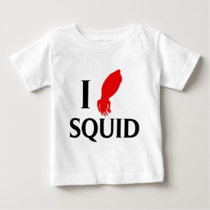 Camiseta Para Bebê Eu amo o calamar