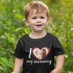 Camiseta Para Bebê Eu amo o coração minha mamãe foto personalizada