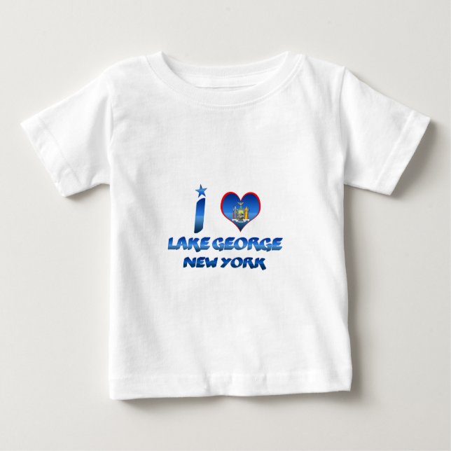 Camiseta Para Bebê Eu amo o lago George, New York (Frente)