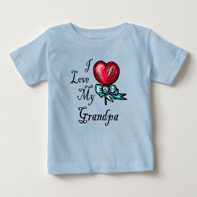 Camiseta Para Bebê Eu Amo O Meu Avô Heart Lollipop (Frente)