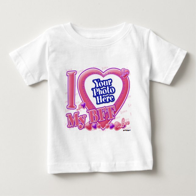 Camiseta Para Bebê Eu Amo O Meu BFF Rosa/Púrpura (Frente)