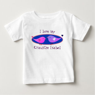 Camiseta Para Bebê "Eu Amo o meu nome Grauntie!" com os pombinhos