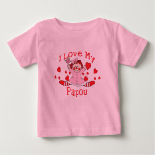 Camiseta Para Bebê Eu amo o meu Papou Rag Doll & Hearts