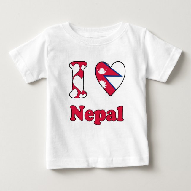 Camiseta Para Bebê Eu amo o Nepal (Frente)