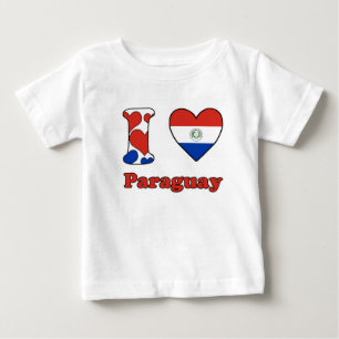 Camiseta Para Bebê Eu amo o Paraguai