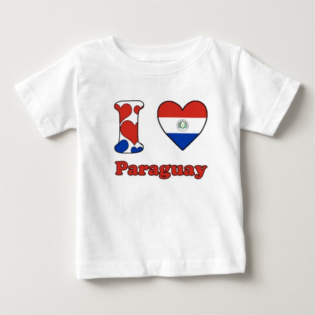 Camiseta Para Bebê Eu amo o Paraguai (Frente)