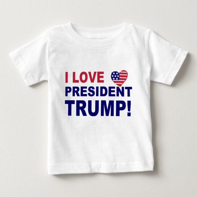 Camiseta Para Bebê Eu Amo o Presidente Trump (Frente)