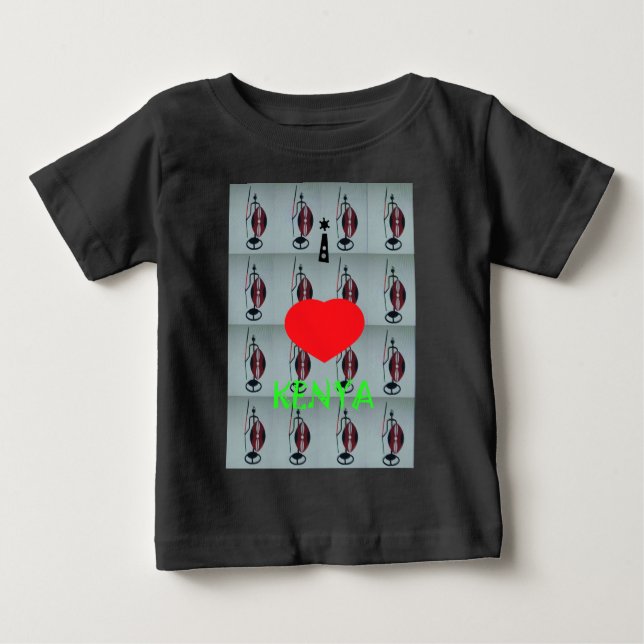 Camiseta Para Bebê Eu amo o Quênia (Frente)