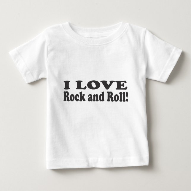Camiseta Para Bebê Eu amo o rock and roll! (Frente)