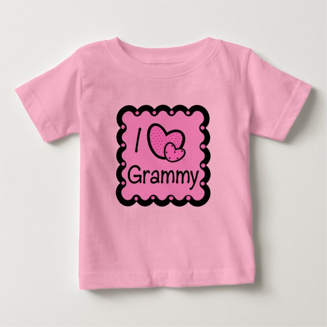 Camiseta Para Bebê Eu amo o t-shirt bonito de Grammy (Frente)