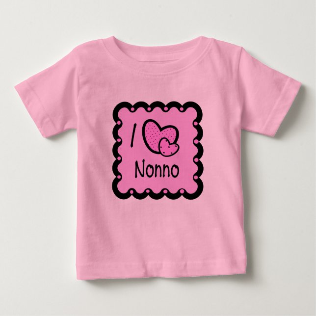 Camiseta Para Bebê Eu amo o t-shirt bonito de Nonno (Frente)