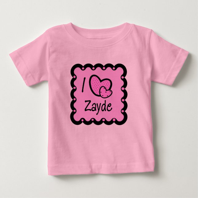 Camiseta Para Bebê Eu amo o t-shirt bonito de Zayde (Frente)