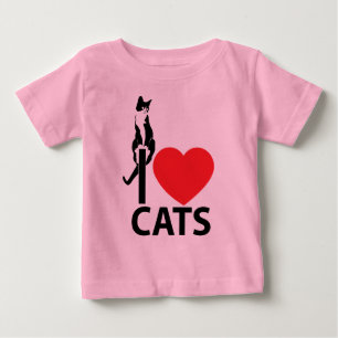 Camiseta Para Bebê Eu amo o t-shirt dos gatos