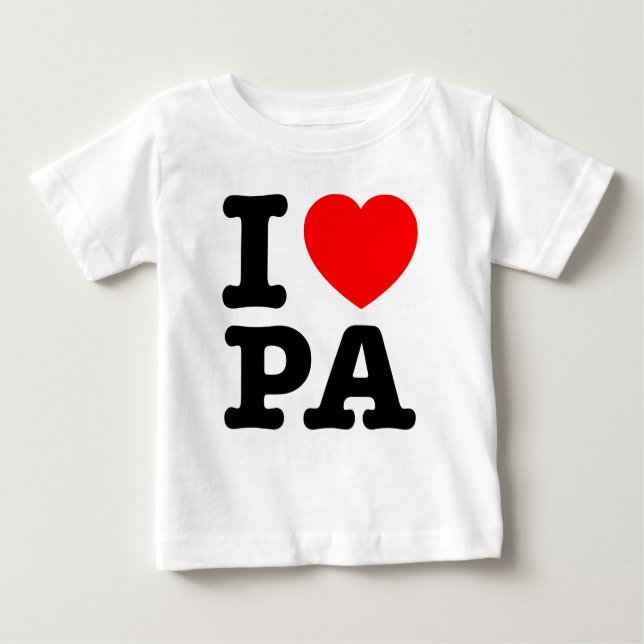 Camiseta Para Bebê EU AMO PA Pensilvânia (Frente)