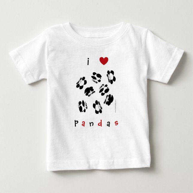 Camiseta Para Bebê eu amo pandas (Frente)