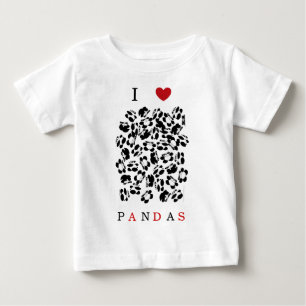 Camiseta Para Bebê Eu amo pandas
