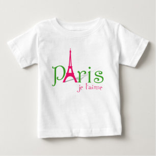 Camiseta Para Bebê Eu amo Paris