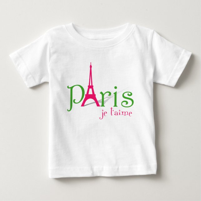 Camiseta Para Bebê Eu amo Paris (Frente)