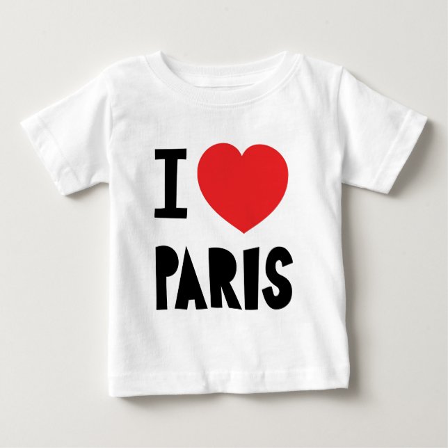 Camiseta Para Bebê Eu amo Paris (Frente)