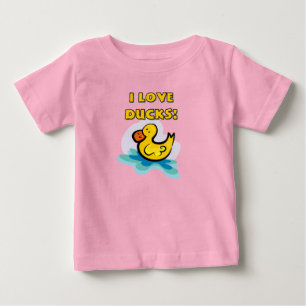 Camiseta Para Bebê Eu amo patos