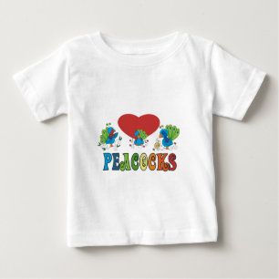 Camiseta Para Bebê Eu amo pavões