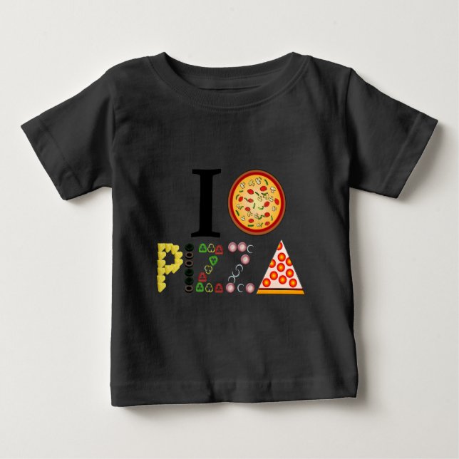 Camiseta Para Bebê Eu Amo Pizza (Frente)
