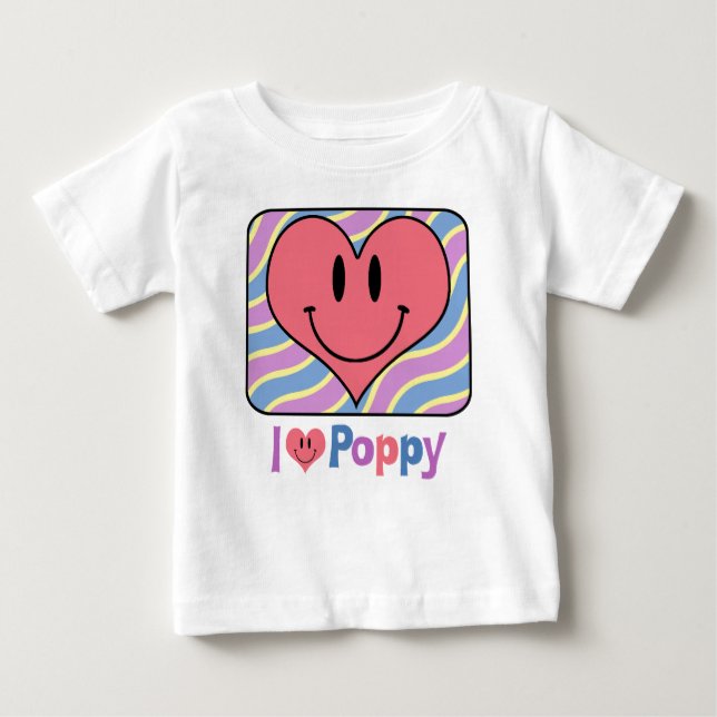 Camiseta Para Bebê Eu Amo Poppy (Frente)