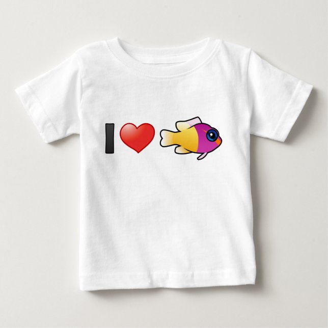 Camiseta Para Bebê Eu Amo Royal Dottyback (Frente)
