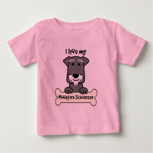 Camiseta Para Bebê Eu amo Schnauzers diminutos