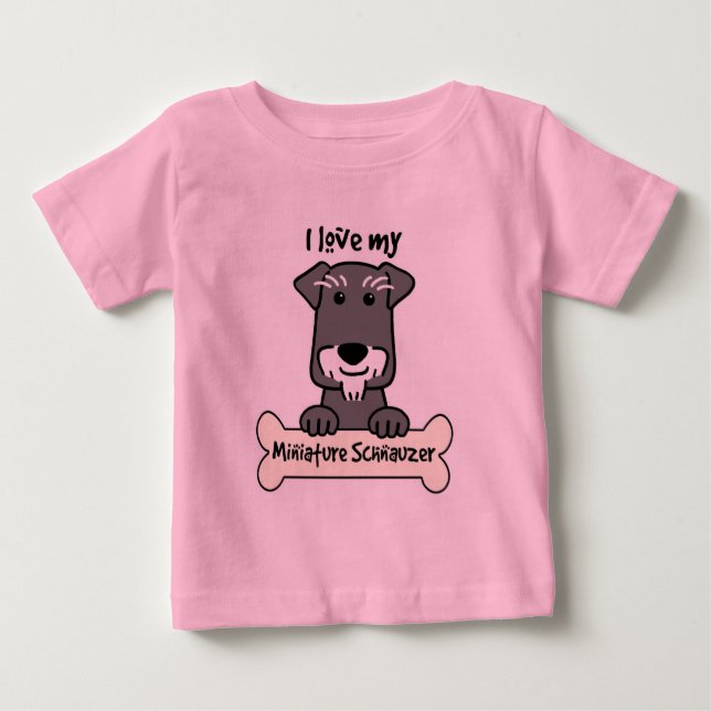 Camiseta Para Bebê Eu amo Schnauzers diminutos (Frente)