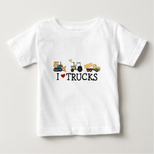 Camiseta Para Bebê Eu amo t-shirt e presentes dos caminhões
