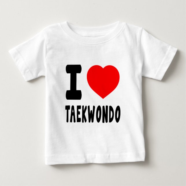 Camiseta Para Bebê Eu amo Taekwondo (Frente)