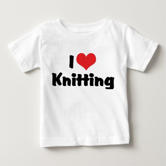 Camiseta Para Bebê Eu Amo Tricô de Coração (Frente)
