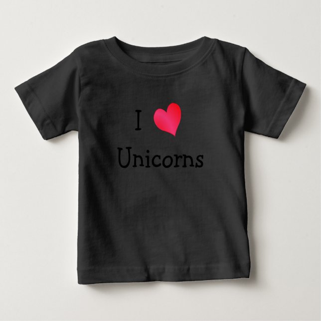 Camiseta Para Bebê Eu Amo Unicórnios (Frente)
