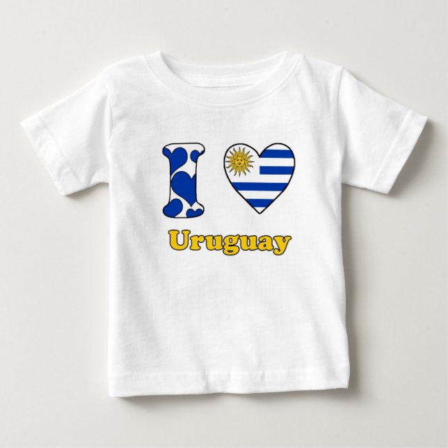 Camiseta Para Bebê Eu amo Uruguai (Frente)