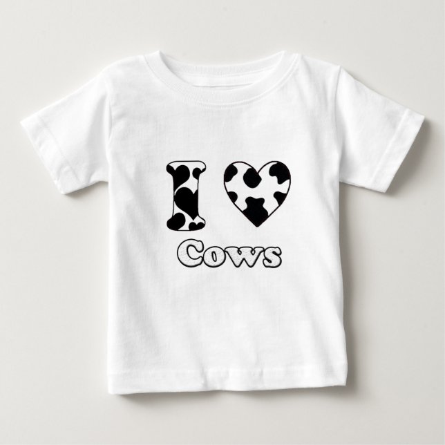 Camiseta Para Bebê Eu amo vacas (Frente)